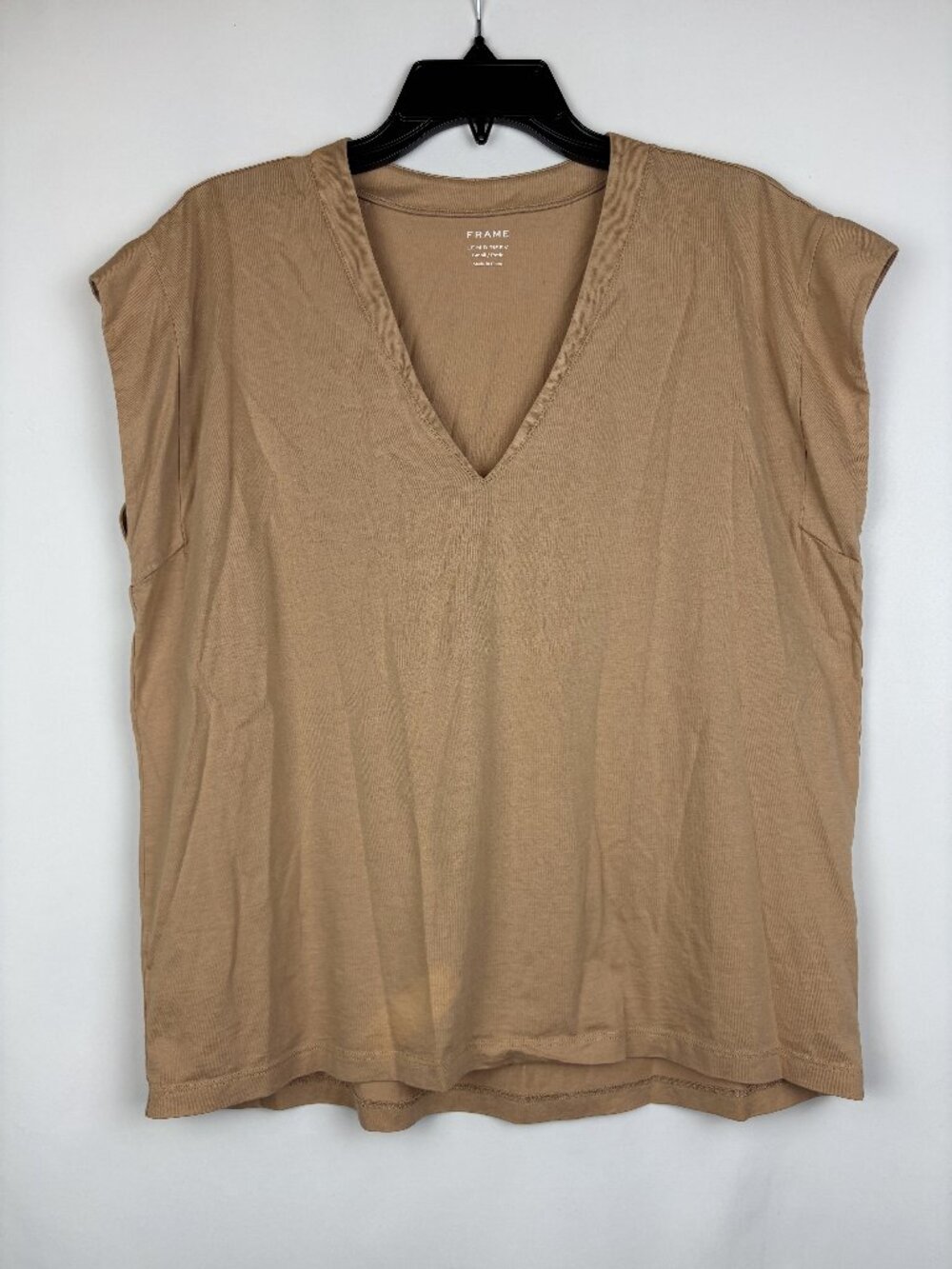 Small Frame Le Mid Rise V Dolman Sleeveless Top Tee Soft 100% Cotton Rosy Orange